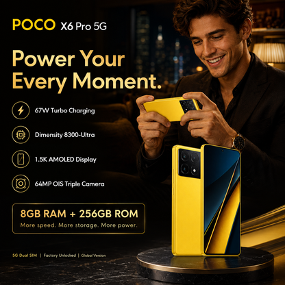 Xiaomi Poco X6 PRO 5G 256GB ROM 8GB RAM Dual SIM GSM Unlocked - Yellow