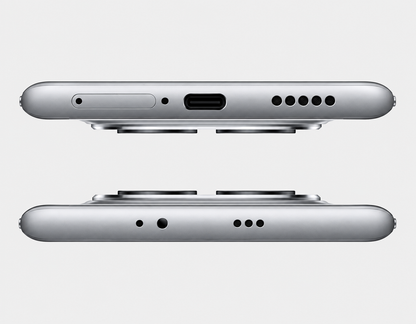 Xiaomi Poco M8 5G  Silver smartphone side view with USB-C port and side buttons
