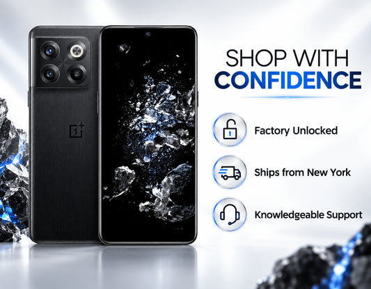 OnePlus Ace Pro 10T Black smartphone front and back with triple rear camera module