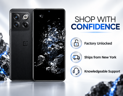 OnePlus Ace Pro 10T Black smartphone front and back with triple rear camera module