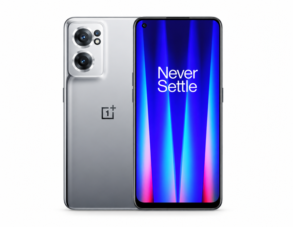 OnePlus Nord CE2 Gray mirror smartphone showing front display and dual rear cameras
