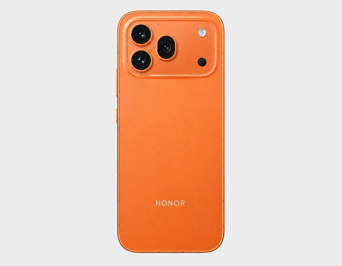 Orange Honor 600 Pro 5G smartphone back view with triple camera cluster
