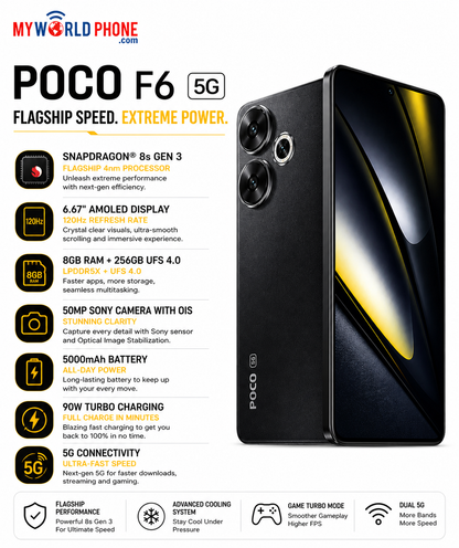 Xiaomi Poco F6 5G 256GB ROM 8GB RAM Dual SIM GSM Unlocked - Black
