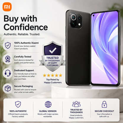 Xiaomi Mi 11 Lite 4G 128GB, 6GB RAM, Dual SIM LTE GSM Unlocked - Boba Black