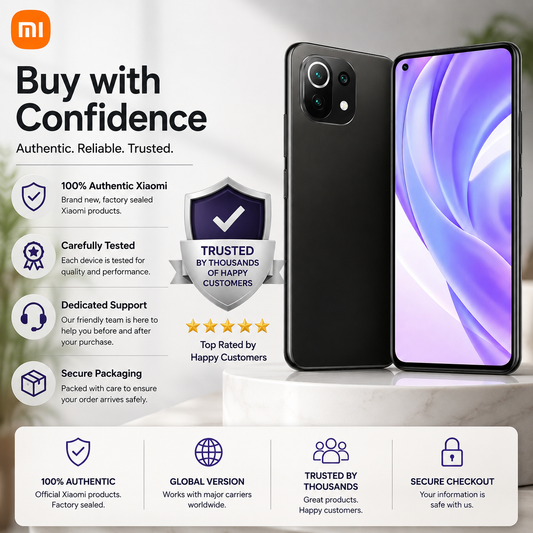 Xiaomi Mi 11 Lite 4G 128GB, 6GB RAM, Dual SIM LTE GSM Unlocked - Boba Black