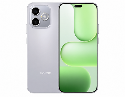 HONOR 600 Lite 5G Pair of gray back and green front smartphones showing dual rear cameras and notch