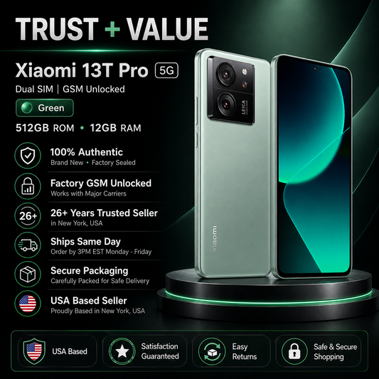 Xiaomi mI 13T Pro 5G Dual SIM 512GB ROM 12GB RAM GSM Unlocked - Green