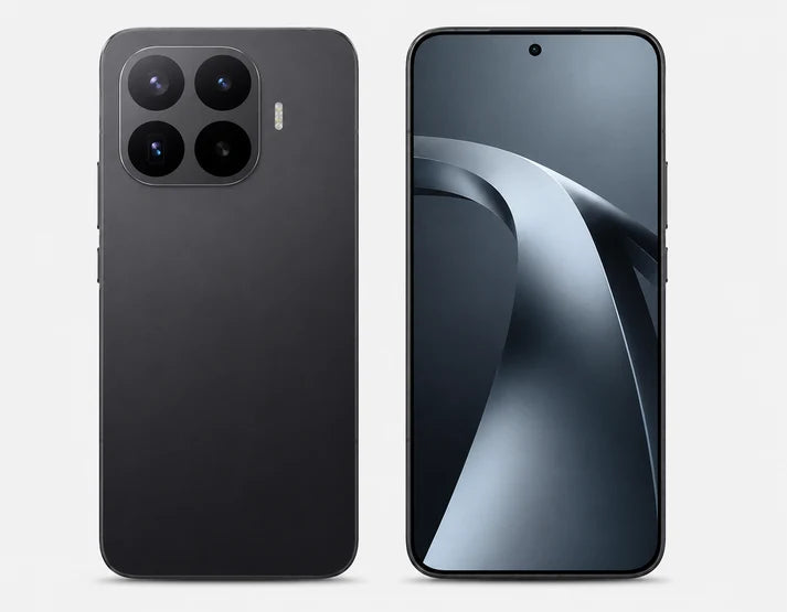 XIAOMI Mi 17T PRO 5G Black smartphone front and back side-by-side with quad-camera and curved display.