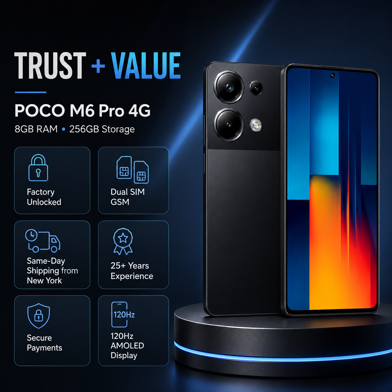 Xiaomi Poco M6 Pro 4G Dual SIM 256GB ROM 8GB RAM GSM Unlocked Xiaomi Poco M6 Pro 4G Dual SIM 256GB ROM 8GB RAM GSM Unlocked
