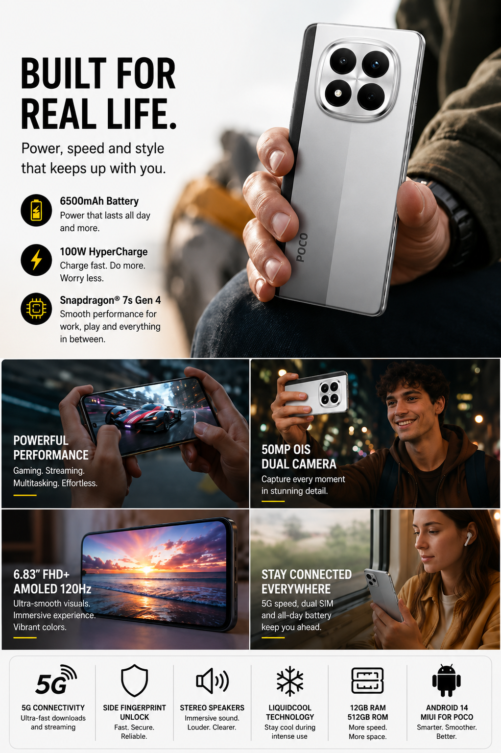 Xiaomi Poco M8 Pro 5G Dual SIM 512GB ROM 12GB RAM GSM Unlocked - Silver