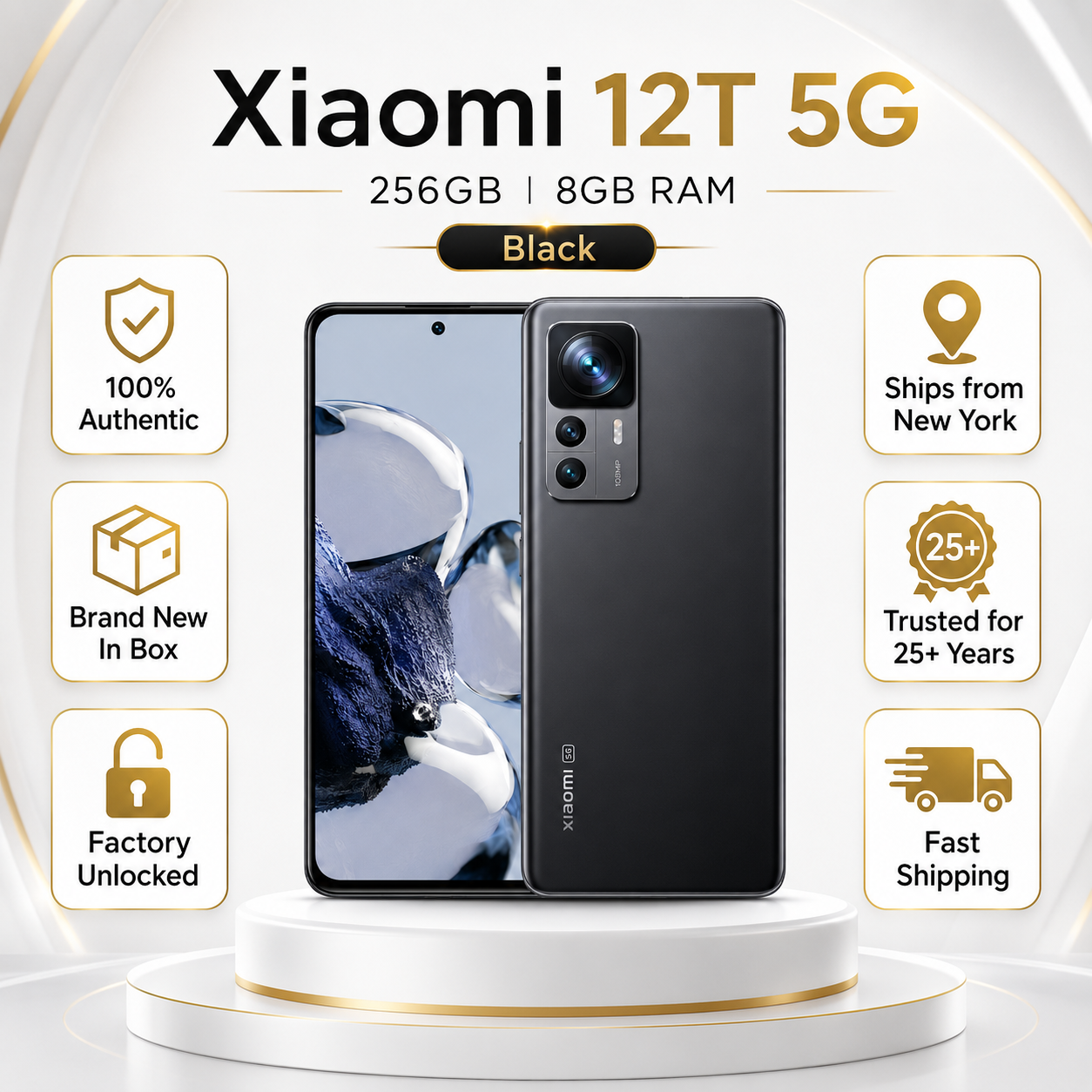 Xiaomi 12T 5G 256GB 8GB RAM Dual SIM GSM Unlocked - Black