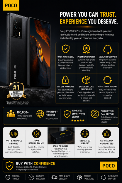 Xiaomi Poco F5 PRO 5G Dual SIM 512GB ROM 12GB RAM GSM Unlocked Black