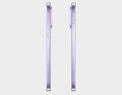 OnePlus 15 5G Violet smartphone side view with slim metal frame and button cutouts