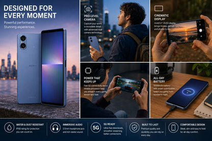Sony Xperia 5 V 5G Dual SIM XQ-DE72 256GB ROM 8GB RAM GSM Unlocked - Blue