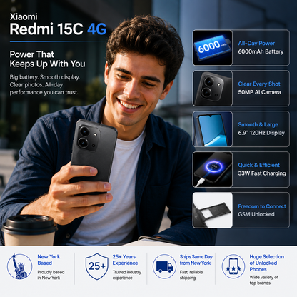 XIAOMI Redmi 15C 4G 128GB ROM 4GB RAM Dual SIM GSM Unlocked - Black
