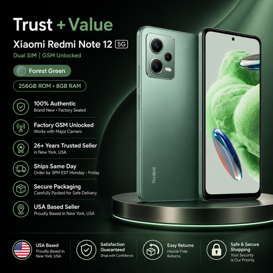 Xiaomi Redmi Note 12 5G DUAL SIM 256GB ROM 8GB RAM Global GSM Unlocked - Forest Green