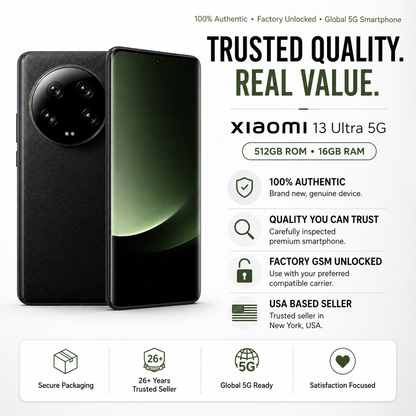 Xiaomi Mi 13 Ultra 5G 512GB ROM 16GB RAM Dual SIM GSM Unlocked - Black