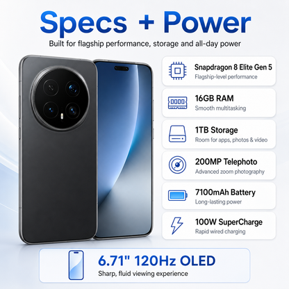 Honor Magic8 Pro 5G Dual SIM 1TB ROM 16GB RAM GSM Unlocked - Black
