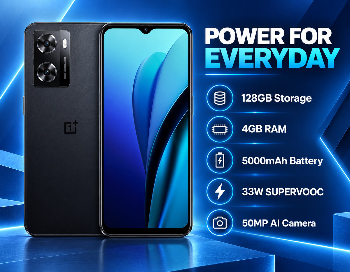 OnePlus Nord N20 SE Black smartphone close view with front display and rear dual camera panel