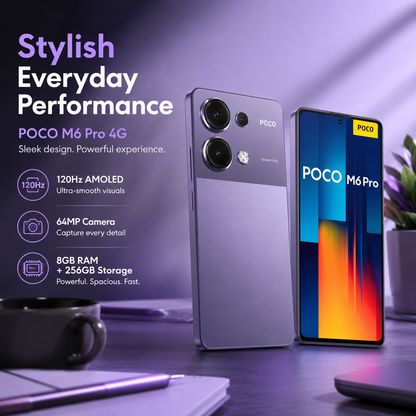 Xiaomi Poco M6 Pro 4G Dual SIM 256GB ROM 8GB RAM GSM Unlocked - Purple