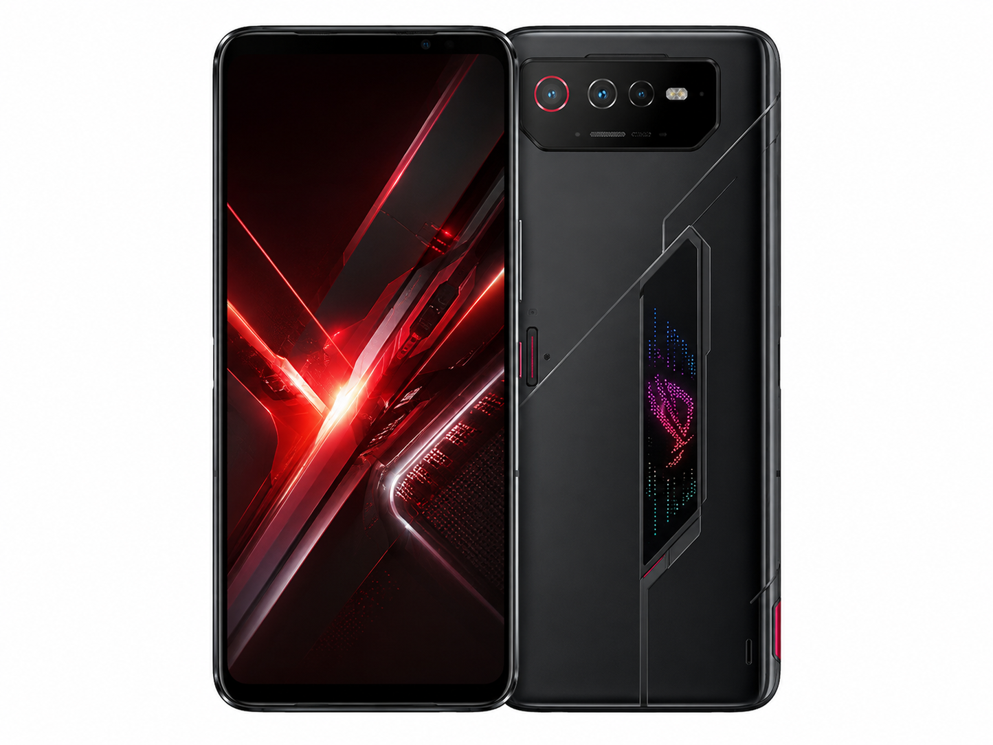 Asus ROG Phone 6 Black gaming smartphone showing front and back views