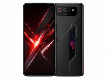 Asus ROG Phone 6 Black gaming smartphone showing front and back views