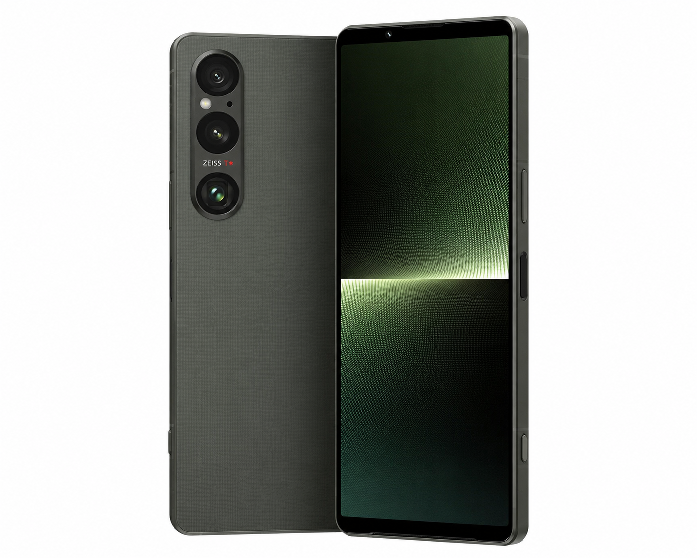 Sony Xperia 1 VI XQ-EC72 5G Dark green Sony Xperia smartphone shown front and back, triple-lens camera module