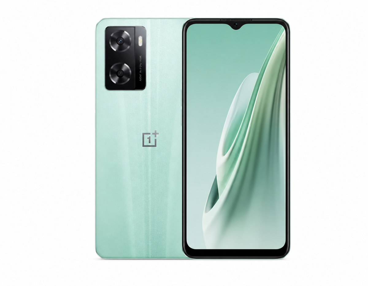 OnePlus Nord N20 SE smartphone, mint Jade Wave back and front display
