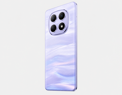 Xiaomi Redmi Note 15 5G  Purple smartphone with quad camera module on back, glossy finish.