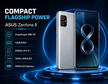 Asus Zenfone 8 ZS590KS 5G Dual 256GB 12GB RAM GSM Unlocked - Silver