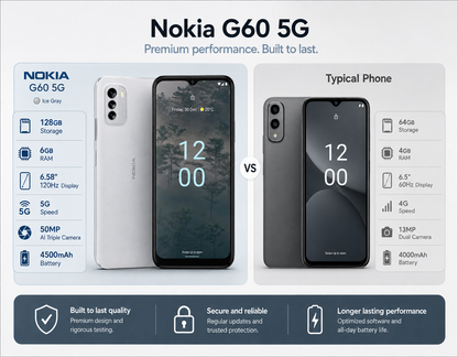 Nokia G60 5G Dual-SIM 128GB ROM + 6GB RAM GSM Unlocked - Ice Gray