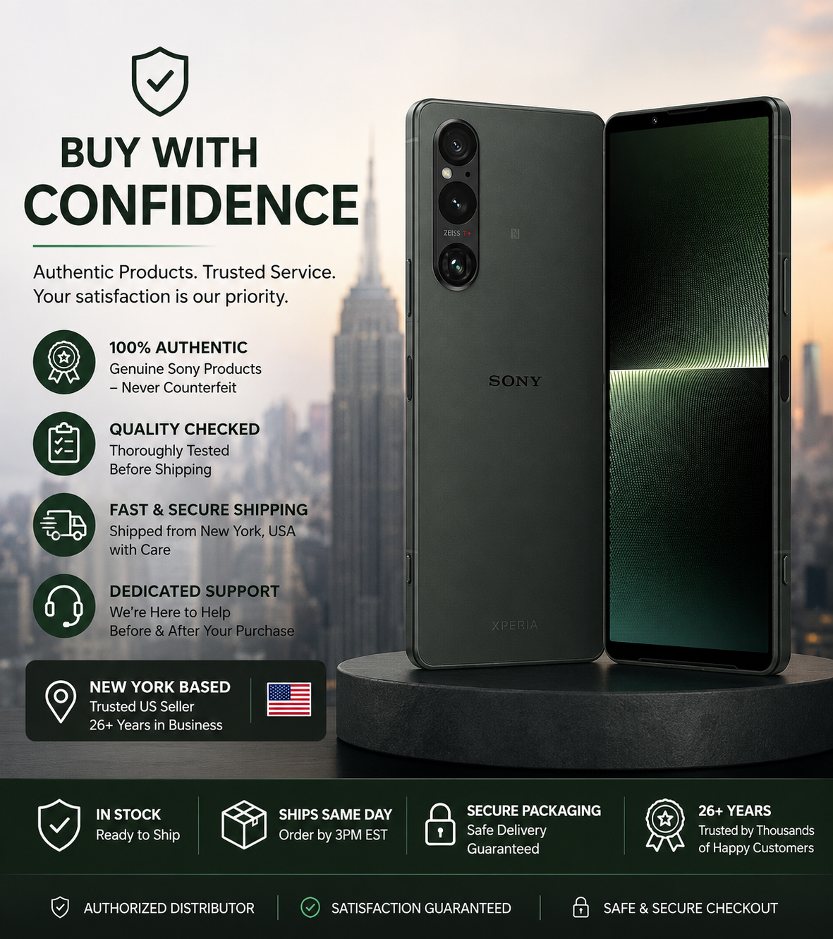 Sony Xperia 1 V 5G XQ-DQ72 Dual SIM 256GB ROM 12GB RAM GSM Unlocked – Green