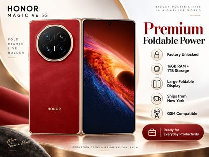 Honor Magic V6 5G 1TB ROM 16GB RAM Dual SIM GSM Unlocked - Red