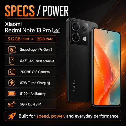 Xiaomi Redmi Note 13 PRO 5G 512GB ROM 12GB RAM Dual SIM GSM Unlocked - Black