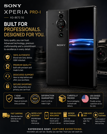 Sony Xperia PRO-I XQ-BE72 5G 512GB ROM 12GB RAM Dual SIM GSM Unlocked – Black