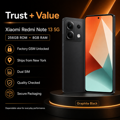 Xiaomi Redmi Note 13 5G 256GB ROM 8GB RAM Dual SIM GSM Unlocked - Graphite Black