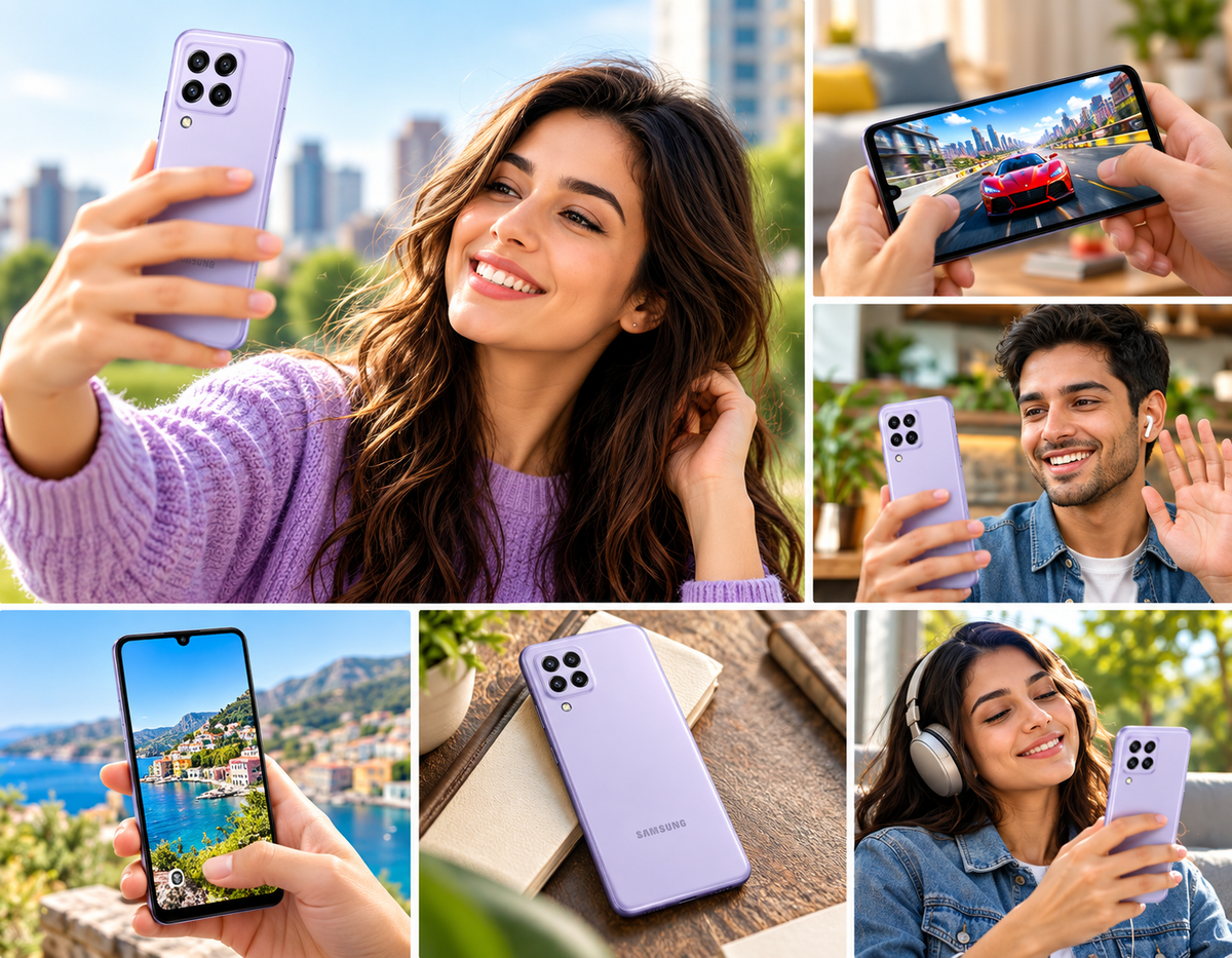 Samsung Galaxy A22 4G A225F LTE 128GB 6GB RAM Dual Sim GSM Unlocked - Violet