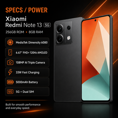 Xiaomi Redmi Note 13 5G 256GB ROM 8GB RAM Dual SIM GSM Unlocked - Graphite Black