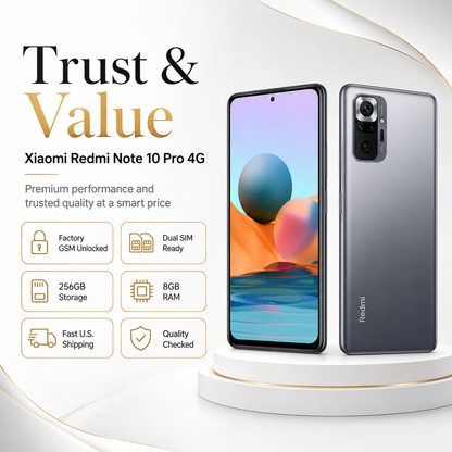 Xiaomi Redmi Note 10 Pro 4G Dual SIM LTE 256GB 8GB RAM GSM Unlocked - Onyx Gray