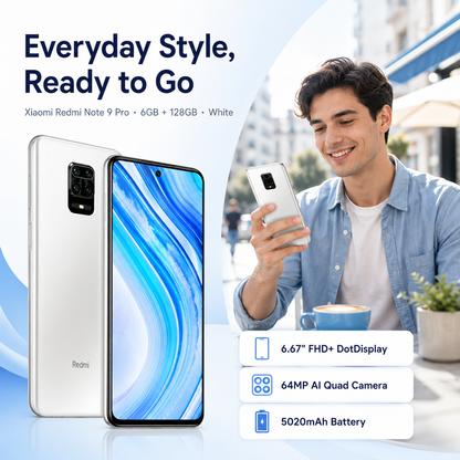 Xiaomi Redmi Note 9 Pro (128GB, 6GB) Dual SIM GSM Unlocked 4G LTE White