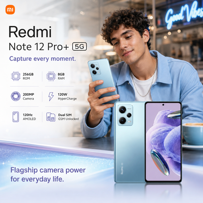 Xiaomi Redmi Note 12 Pro Plus 5G 256GB ROM 8GB RAM GSM Unlocked - Sky Blue