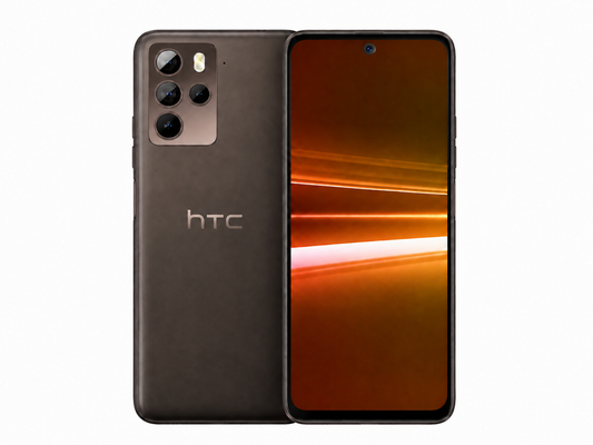 HTC U23 Pro 5G Black HTC smartphone close-up with matte back and amber stripe display