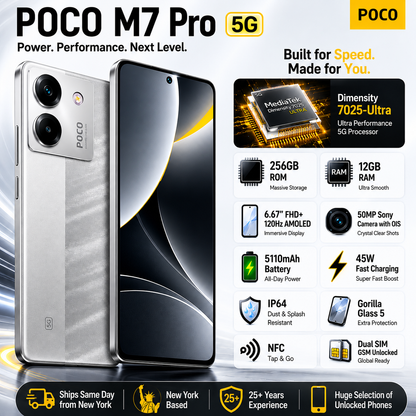 Xiaomi Poco M7 Pro 5G Dual SIM 256GB ROM 12GB RAM GSM Unlocked - Silver