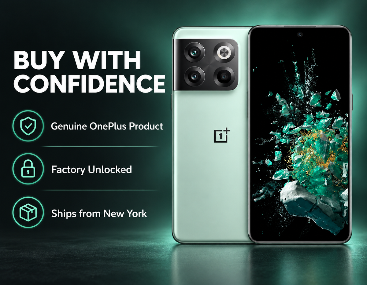 OnePlus Ace Pro 10T Green OnePlus dual-SIM smartphone shown front and back with multi-lens camera