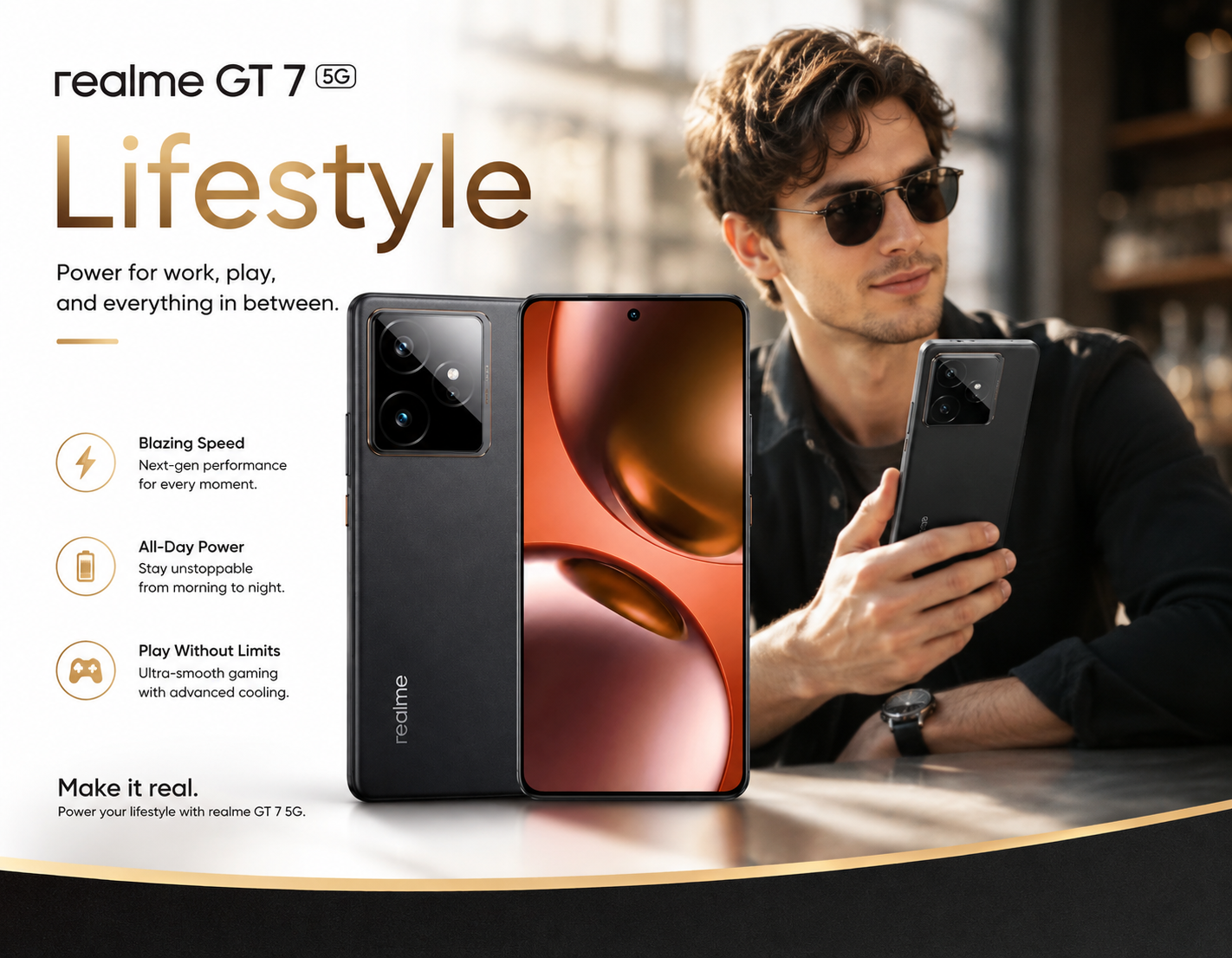 Realme GT 7 5G Dual Sim 256GB ROM 12GB RAM GSM Unlocked - Black