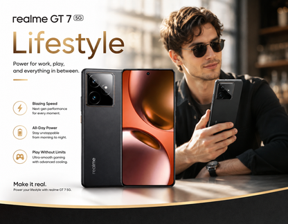 Realme GT 7 5G Dual Sim 256GB ROM 12GB RAM GSM Unlocked - Black