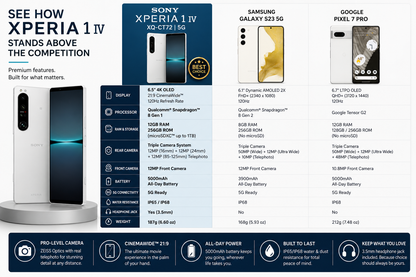 Sony Xperia 1 IV XQ-CT72 5G Dual 256GB 12GB RAM Dual SIM GSM Unlocked – White