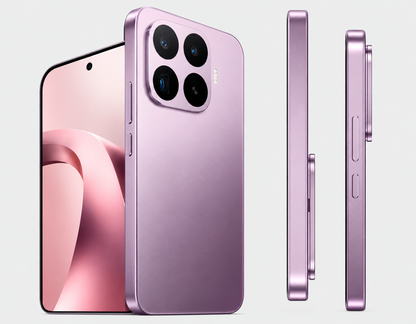 Violet XIAOMI Mi 17T 5G smartphone with quad rear cameras; side view and front.
