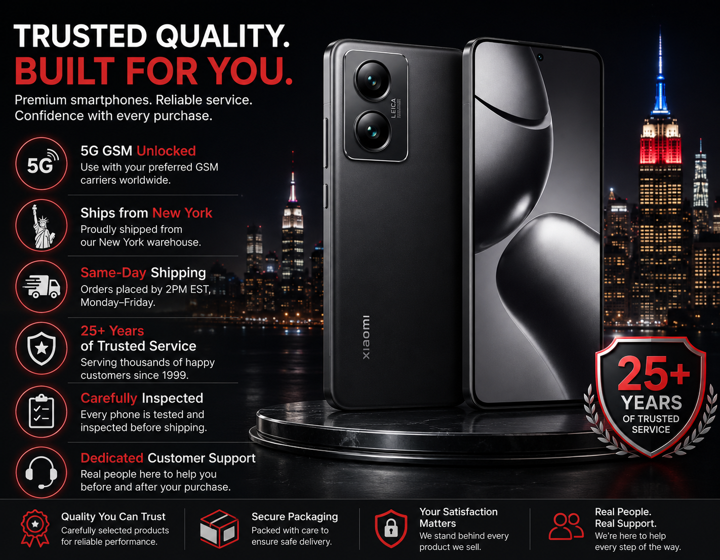 Xiaomi 14T Pro 5G Titan Black Xiaomi smartphone on stand with dual rear cameras and curved display.