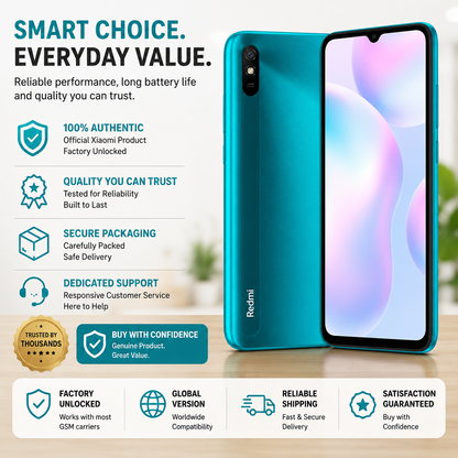 Xiaomi Redmi 9A Dual Sim 32GB 2GB RAM GSM Unlocked - Peacook Green